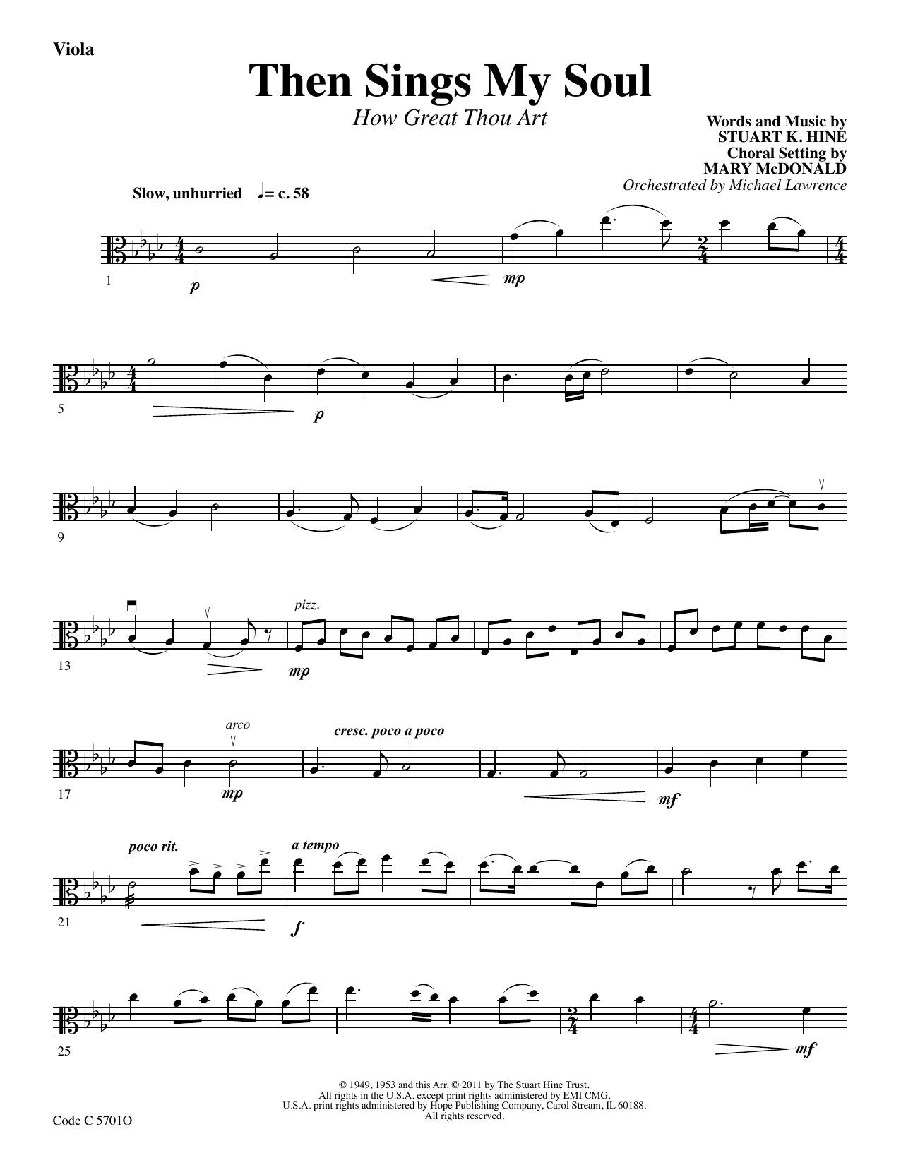 Learn to play Stuart K. Hine Then Sings My Soul (How Great Thou Art) - Viola sheet music for Choir Instrumental Pak in minutes. Stuart K. Hine Then Sings My Soul (How Great Thou Art) - Viola sheet music preview music notes and score for Choir Instrumental Pak including 2 page(s)