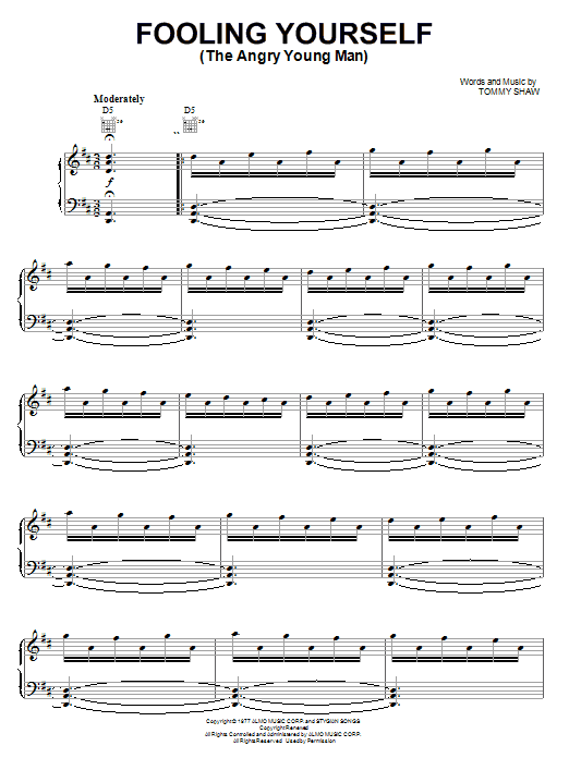Styx Fooling Yourself (The Angry Young Man) sheet music preview music notes and score for Guitar Tab including 10 page(s)