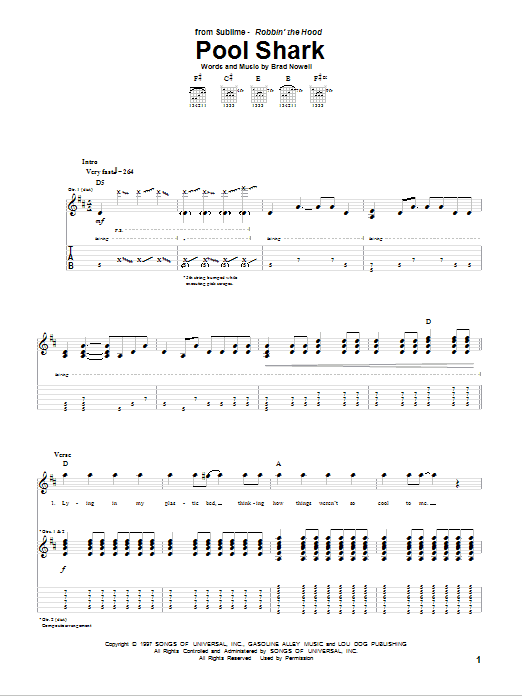 Learn to play Sublime Pool Shark sheet music for Guitar Tab in minutes. Sublime Pool Shark sheet music preview music notes and score for Guitar Tab including 5 page(s)