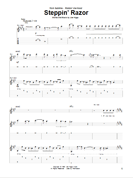 Learn to play Sublime Steppin' Razor sheet music for Guitar Tab in minutes. Sublime Steppin' Razor sheet music preview music notes and score for Guitar Tab including 6 page(s)