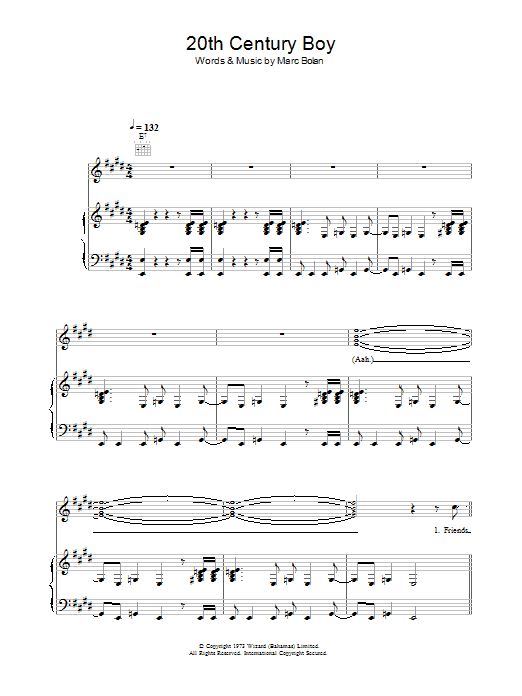Learn to play T Rex 20th Century Boy sheet music for Piano, Vocal & Guitar in minutes. T Rex 20th Century Boy sheet music preview music notes and score for Piano, Vocal & Guitar including 5 page(s)