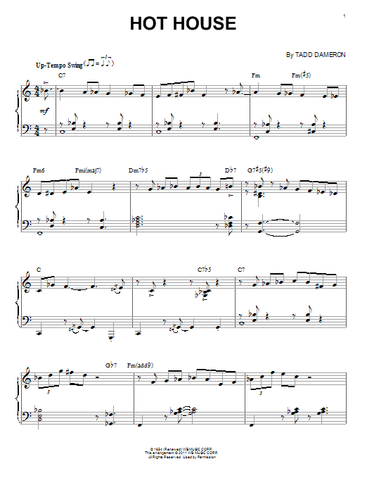 Learn to play Tadd Dameron Hot House sheet music for Piano in minutes. Tadd Dameron Hot House sheet music preview music notes and score for Piano including 4 page(s)