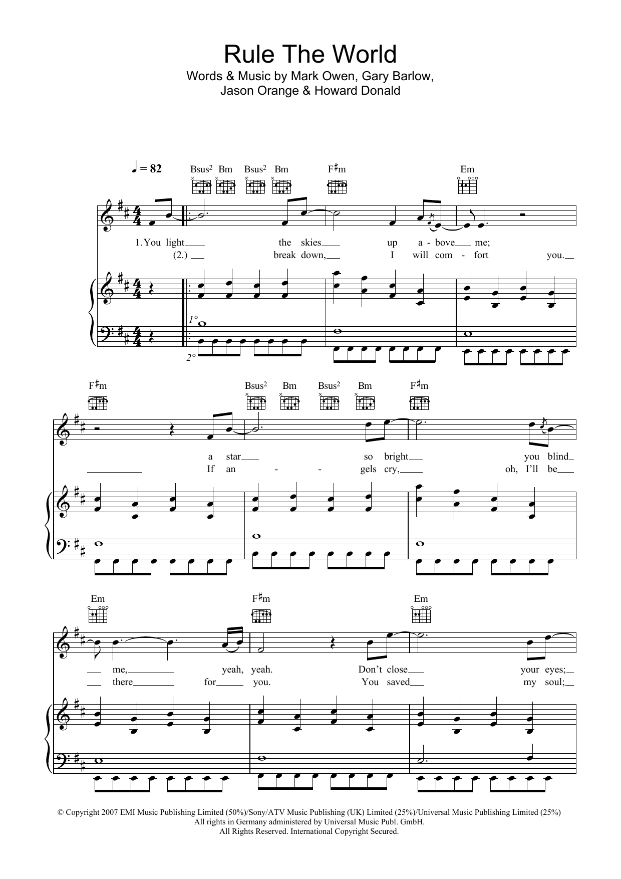 Learn to play Take That Rule The World (from Stardust) sheet music for Piano, Vocal & Guitar in minutes. Take That Rule The World (from Stardust) sheet music preview music notes and score for Piano, Vocal & Guitar including 4 page(s)