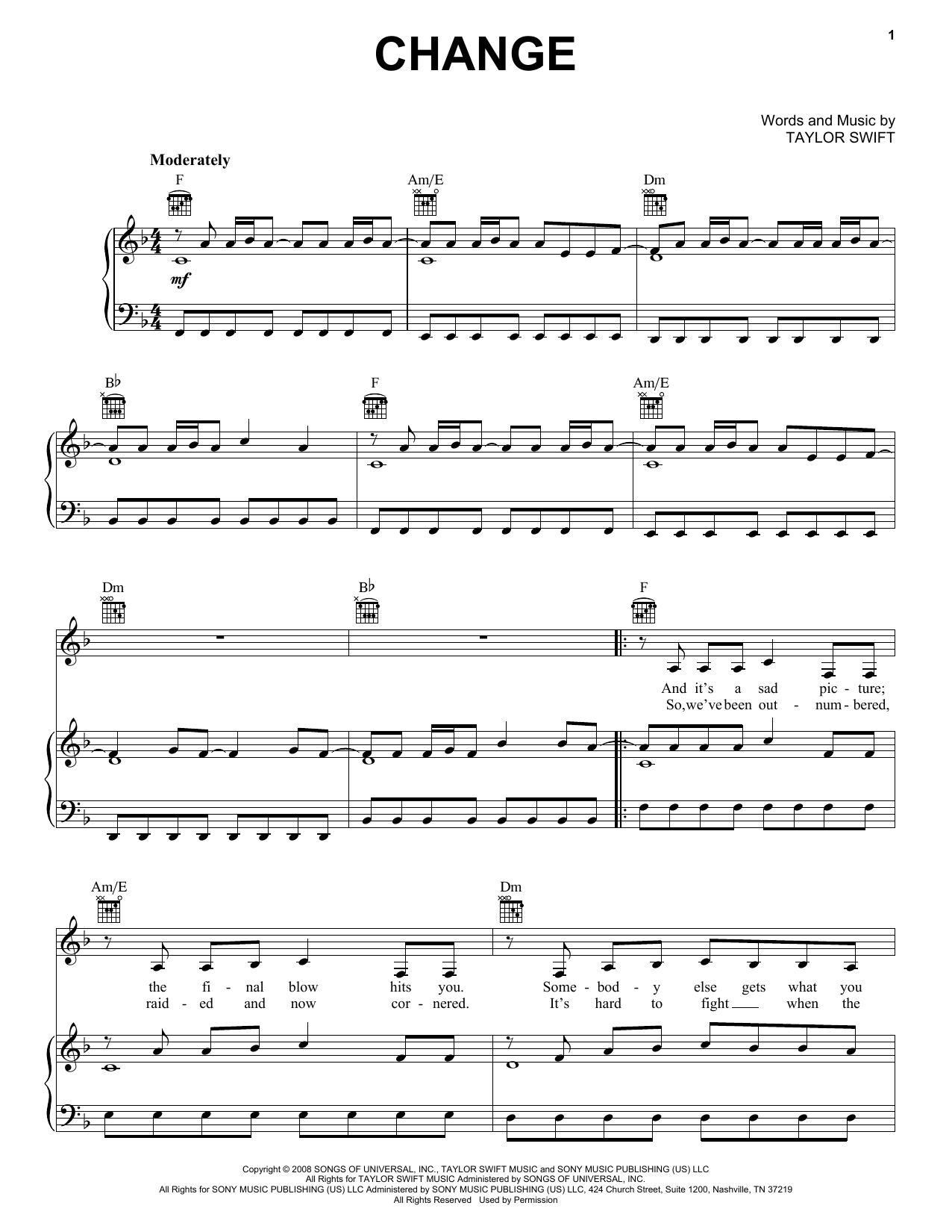 Learn to play Taylor Swift Change sheet music for Easy Guitar Tab in minutes. Taylor Swift Change sheet music preview music notes and score for Easy Guitar Tab including 4 page(s)