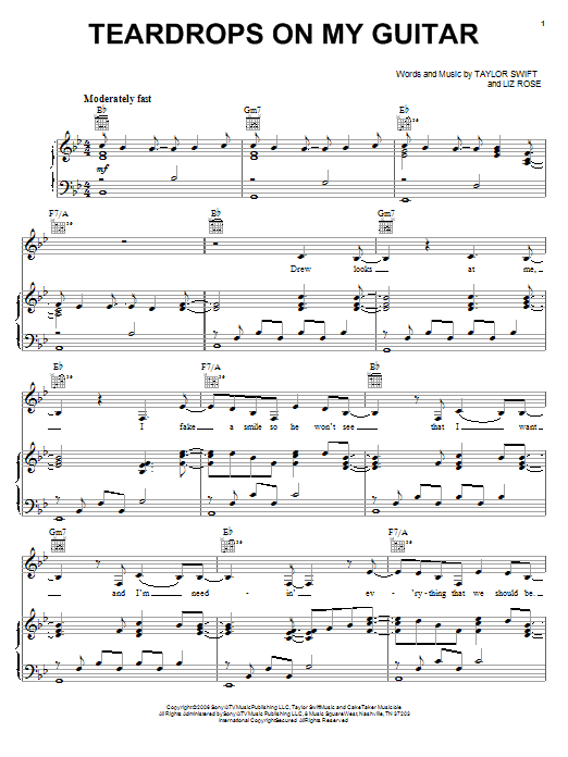 Taylor Swift Teardrops On My Guitar sheet music preview music notes and score for Ukulele including 3 page(s)