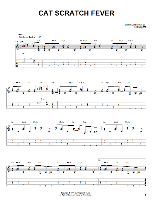 Learn to play Ted Nugent Cat Scratch Fever sheet music for Lyrics & Chords in minutes. Ted Nugent Cat Scratch Fever sheet music preview music notes and score for Lyrics & Chords including 4 page(s)