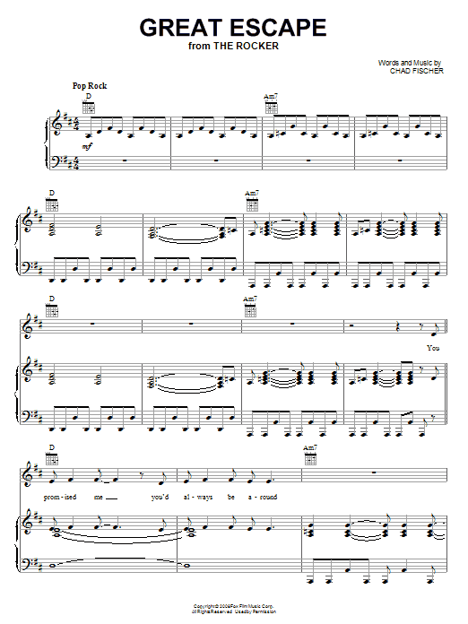 Learn to play Teddy Geiger Great Escape sheet music for Piano, Vocal & Guitar (Right-Hand Melody) in minutes. Teddy Geiger Great Escape sheet music preview music notes and score for Piano, Vocal & Guitar (Right-Hand Melody) including 5 page(s)