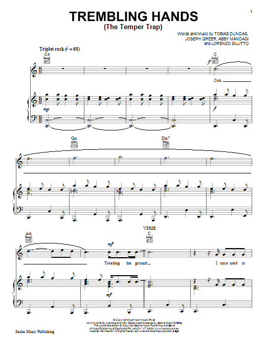 Learn to play Temper Trap Trembling Hands sheet music for Piano, Vocal & Guitar (Right-Hand Melody) in minutes. Temper Trap Trembling Hands sheet music preview music notes and score for Piano, Vocal & Guitar (Right-Hand Melody) including 8 page(s)