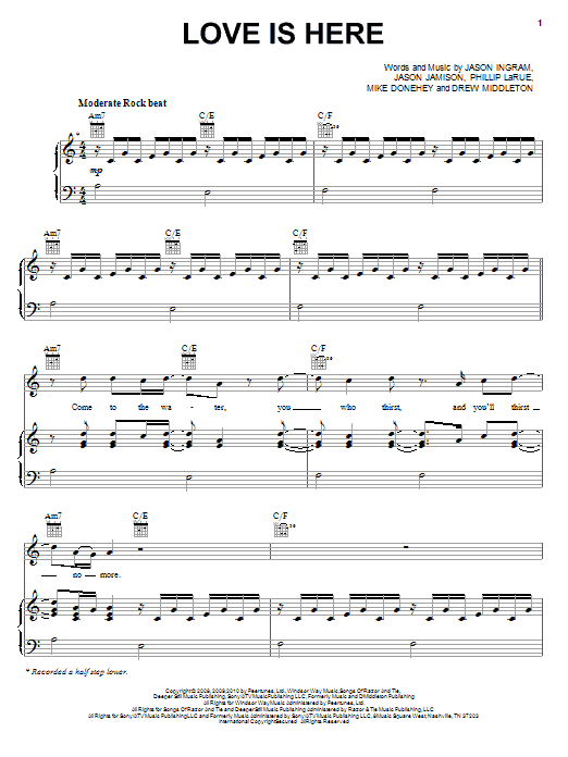 Learn to play Tenth Avenue North Love Is Here sheet music for Piano, Vocal & Guitar (Right-Hand Melody) in minutes. Tenth Avenue North Love Is Here sheet music preview music notes and score for Piano, Vocal & Guitar (Right-Hand Melody) including 8 page(s)