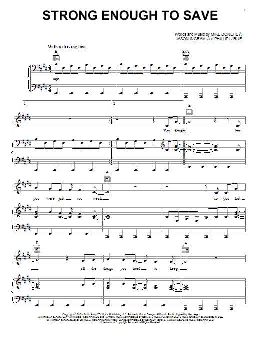 Learn to play Tenth Avenue North Strong Enough To Save sheet music for Piano, Vocal & Guitar (Right-Hand Melody) in minutes. Tenth Avenue North Strong Enough To Save sheet music preview music notes and score for Piano, Vocal & Guitar (Right-Hand Melody) including 6 page(s)