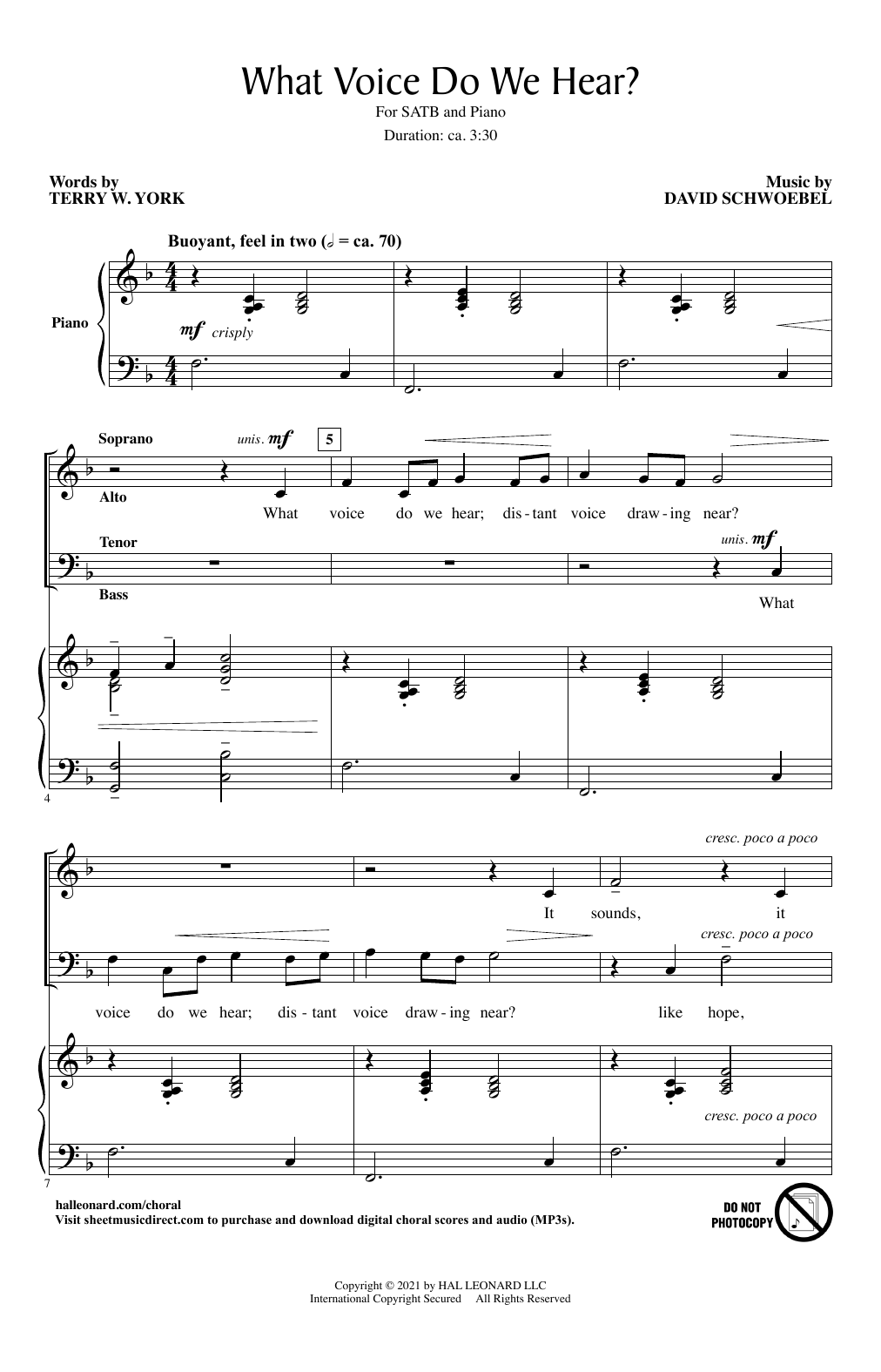 Terry W. York and David Schwoebel What Voice Do We Hear? sheet music, chords, lyrics - Printable PDF for SATB Choir