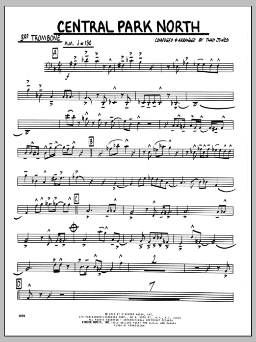 Learn to play Thad Jones Central Park North - 3rd Trombone sheet music for Jazz Ensemble in minutes. Thad Jones Central Park North - 3rd Trombone sheet music preview music notes and score for Jazz Ensemble including 3 page(s)