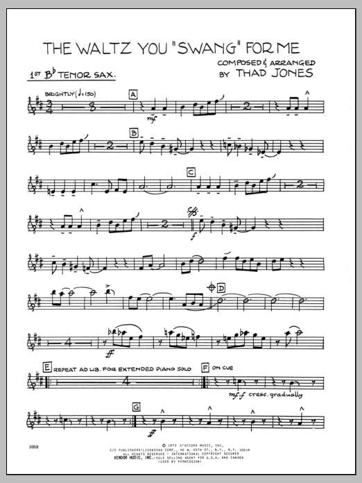 Learn to play Thad Jones Waltz You Thad Jones Waltz You