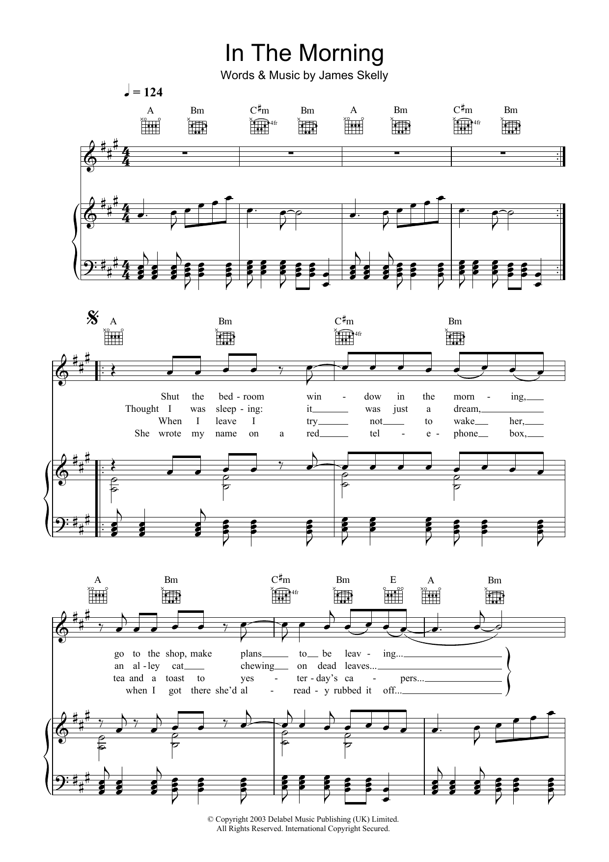 The Coral In The Morning sheet music, chords, lyrics - Printable PDF for Piano, Vocal & Guitar (Right-Hand Melody)
