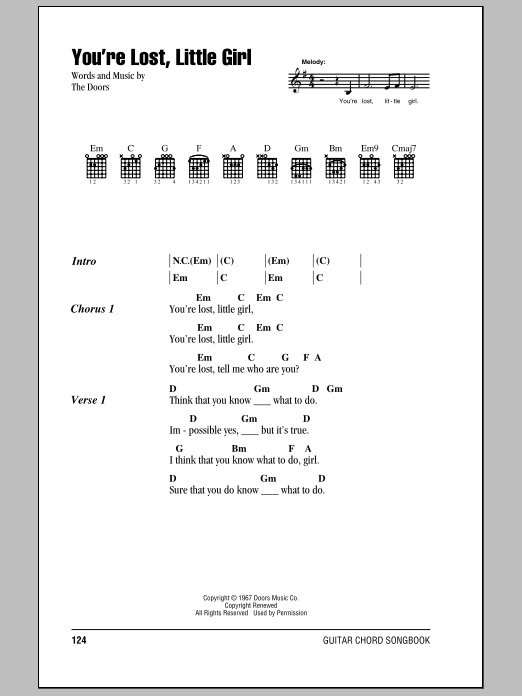 The Doors You're Lost, Little Girl sheet music, chords, lyrics - Printable PDF for Guitar Chords/Lyrics