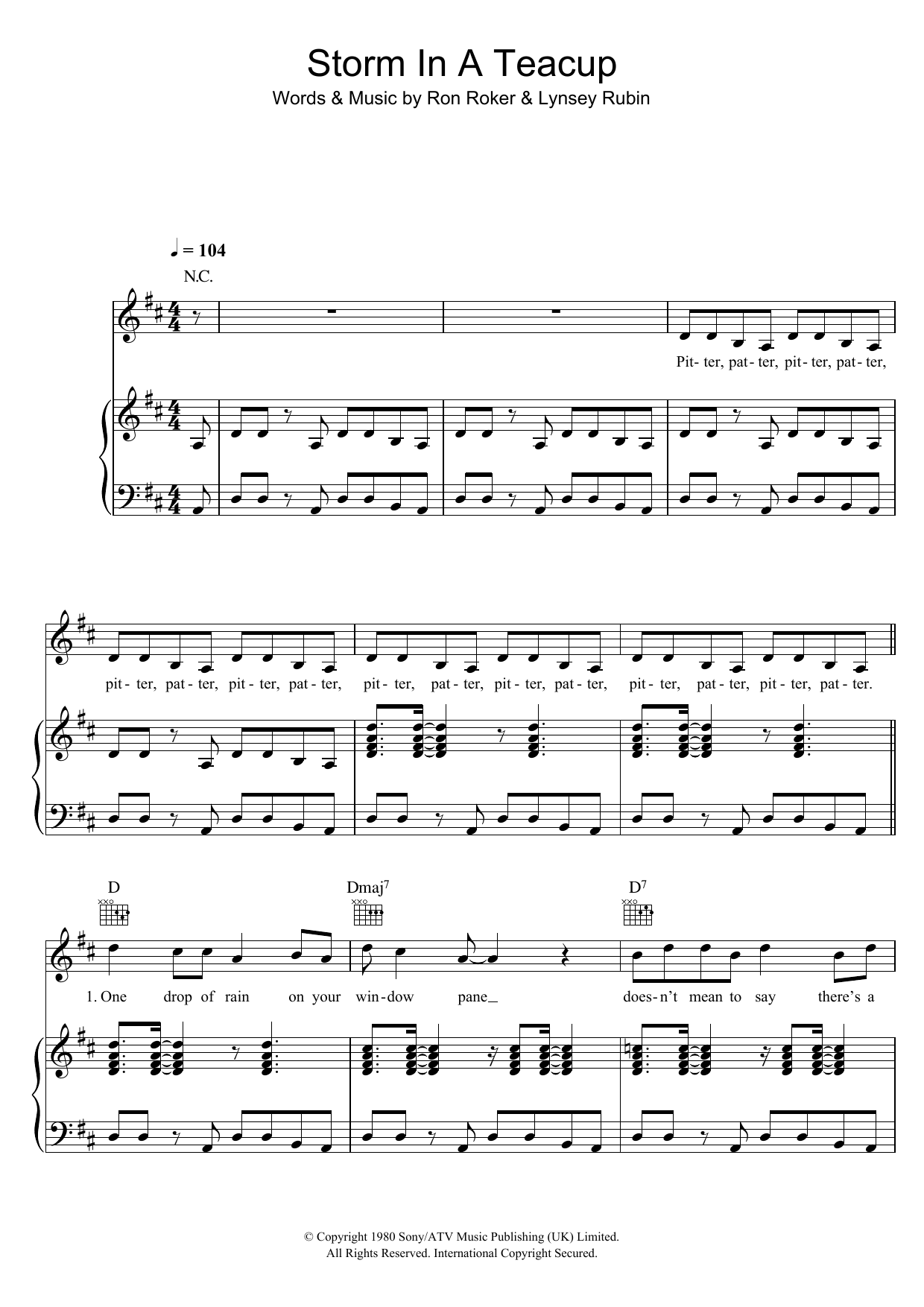 The Fortunes Storm In A Teacup sheet music, chords, lyrics - Printable PDF for Piano, Vocal & Guitar