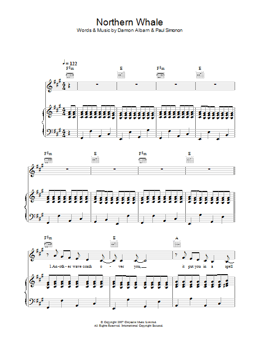The Good, the Bad & the Queen Northern Whale sheet music, chords, lyrics - Printable PDF for Piano, Vocal & Guitar