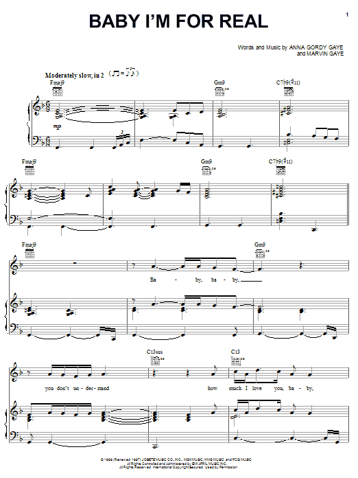 Michael McDonald Baby I'm For Real sheet music, chords, lyrics - Printable PDF for Piano, Vocal & Guitar (Right-Hand Melody)