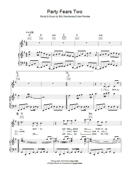 Learn to play The Associates Party Fears Two sheet music for Lyrics & Chords in minutes. The Associates Party Fears Two sheet music preview music notes and score for Lyrics & Chords including 2 page(s)