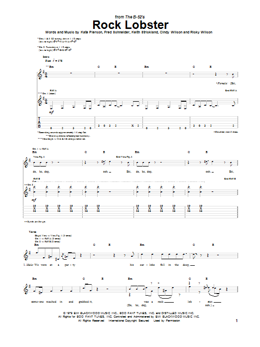 Learn to play The B-52's Rock Lobster sheet music for Guitar Tab in minutes. The B-52's Rock Lobster sheet music preview music notes and score for Guitar Tab including 11 page(s)