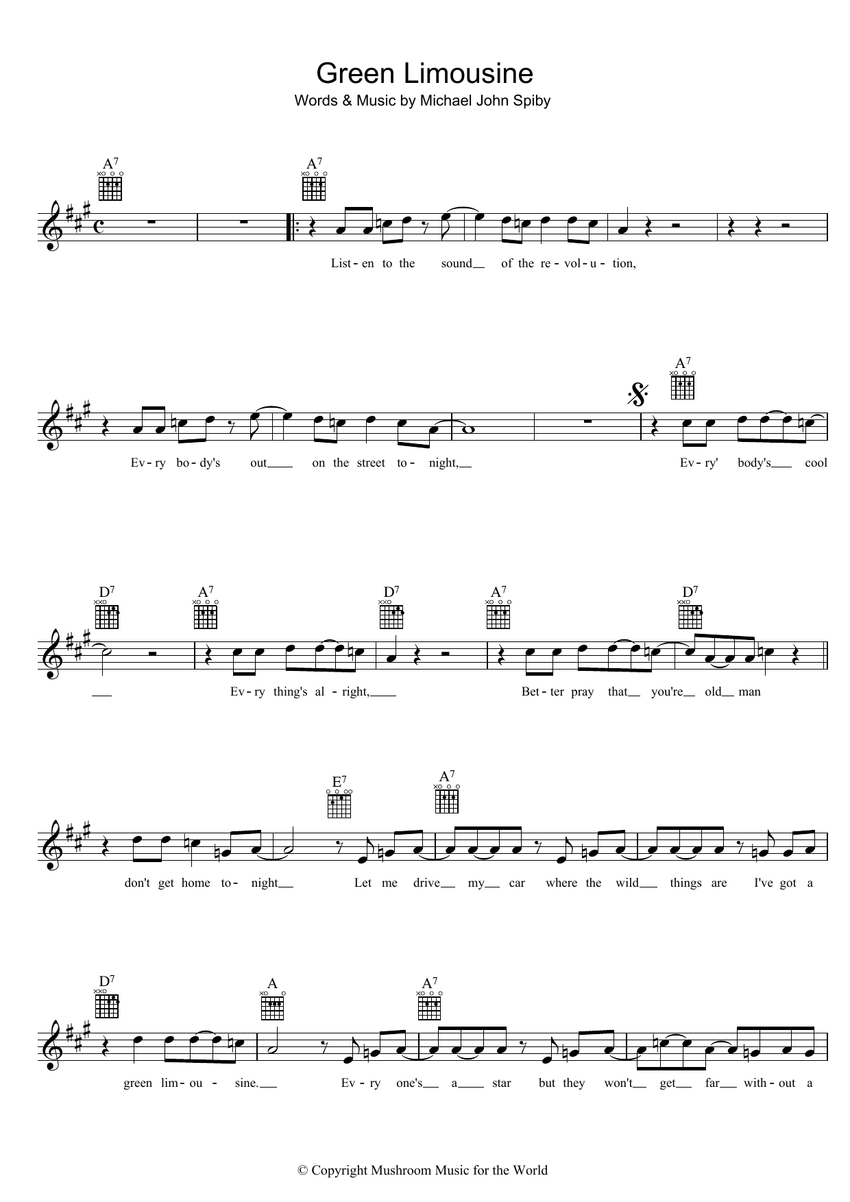 Learn to play The Badloves Green Limousine sheet music for Melody Line, Lyrics & Chords in minutes. The Badloves Green Limousine sheet music preview music notes and score for Melody Line, Lyrics & Chords including 2 page(s)