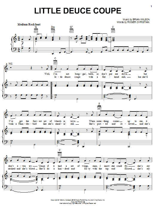 Learn to play The Beach Boys Little Deuce Coupe sheet music for Easy Guitar in minutes. The Beach Boys Little Deuce Coupe sheet music preview music notes and score for Easy Guitar including 2 page(s)