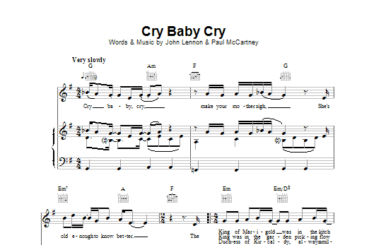 The Beatles Cry Baby Cry Sheet Music Download Printable Pdf Music Notes Score Chords 161806