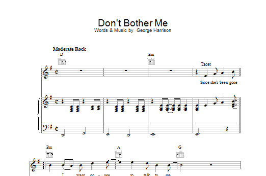 Learn to play The Beatles Don't Bother Me sheet music for Guitar Tab in minutes. The Beatles Don't Bother Me sheet music preview music notes and score for Guitar Tab including 6 page(s)