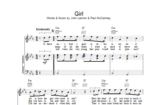 The Beatles Girl Sheet Music Download Printable Pdf Pop Music Score For Easy Guitar