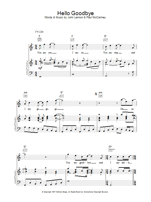 Learn to play The Beatles Hello, Goodbye sheet music for Bass Guitar Tab in minutes. The Beatles Hello, Goodbye sheet music preview music notes and score for Bass Guitar Tab including 5 page(s)