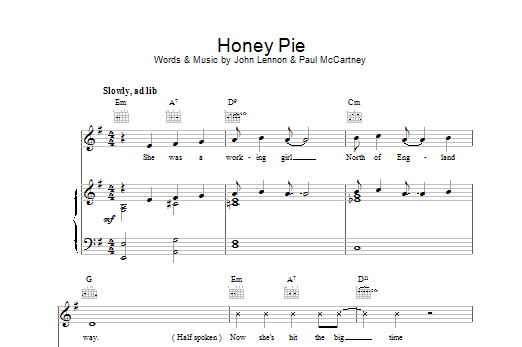 Learn to play The Beatles Honey Pie sheet music for Guitar in minutes. The Beatles Honey Pie sheet music preview music notes and score for Guitar including 2 page(s)