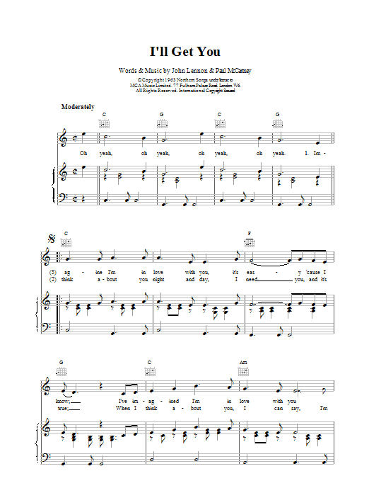 Learn to play The Beatles I'll Get You sheet music for Guitar Tab in minutes. The Beatles I'll Get You sheet music preview music notes and score for Guitar Tab including 3 page(s)