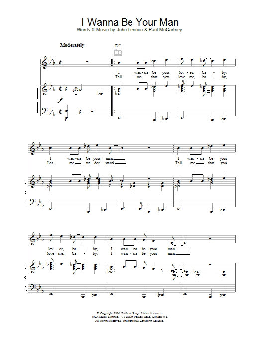Learn to play The Beatles I Wanna Be Your Man sheet music for Melody Line, Lyrics & Chords in minutes. The Beatles I Wanna Be Your Man sheet music preview music notes and score for Melody Line, Lyrics & Chords including 2 page(s)