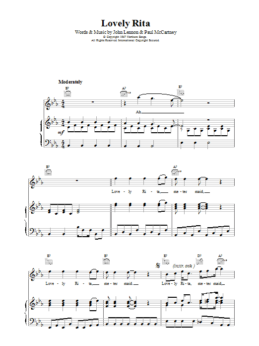 Learn to play The Beatles Lovely Rita sheet music for Guitar Tab in minutes. The Beatles Lovely Rita sheet music preview music notes and score for Guitar Tab including 6 page(s)