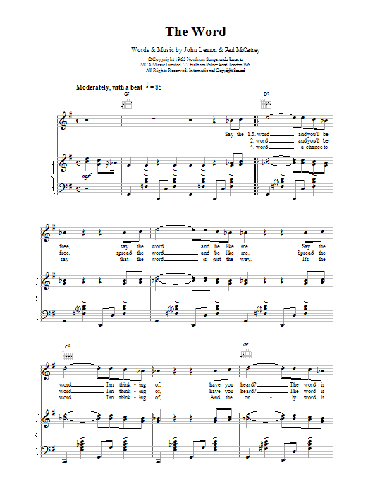 Learn to play The Beatles The Word sheet music for Guitar Tab in minutes. The Beatles The Word sheet music preview music notes and score for Guitar Tab including 4 page(s)