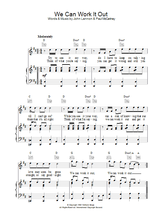 Learn to play The Beatles We Can Work It Out sheet music for Bass Guitar Tab in minutes. The Beatles We Can Work It Out sheet music preview music notes and score for Bass Guitar Tab including 3 page(s)