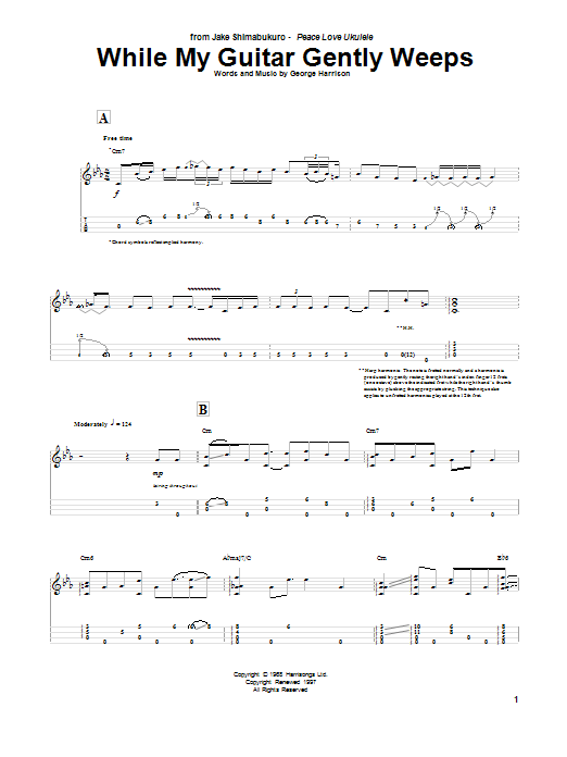 Learn to play Jake Shimabukuro While My Guitar Gently Weeps sheet music for Ukulele in minutes. Jake Shimabukuro While My Guitar Gently Weeps sheet music preview music notes and score for Ukulele including 10 page(s)