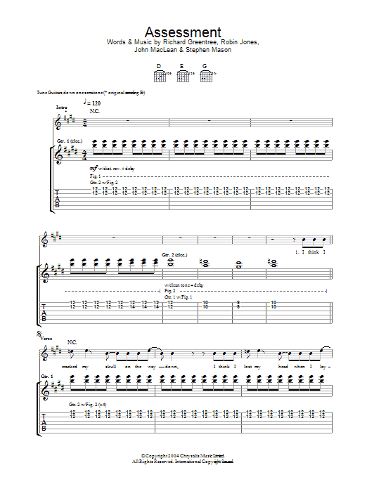 The Beta Band Assessment sheet music preview music notes and score for Guitar Tab including 7 page(s)