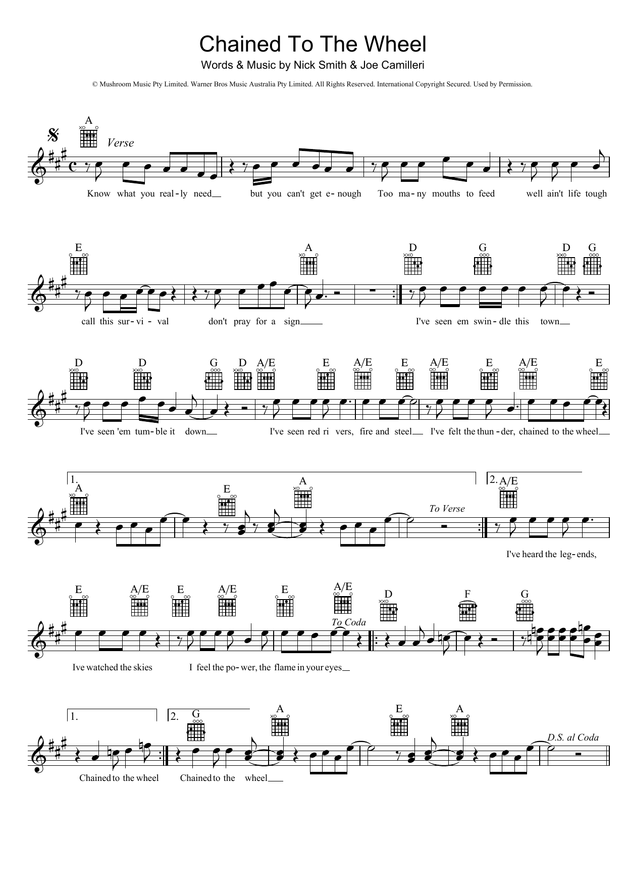 Learn to play The Black Sorrows Chained To The Wheel sheet music for Melody Line, Lyrics & Chords in minutes. The Black Sorrows Chained To The Wheel sheet music preview music notes and score for Melody Line, Lyrics & Chords including 2 page(s)