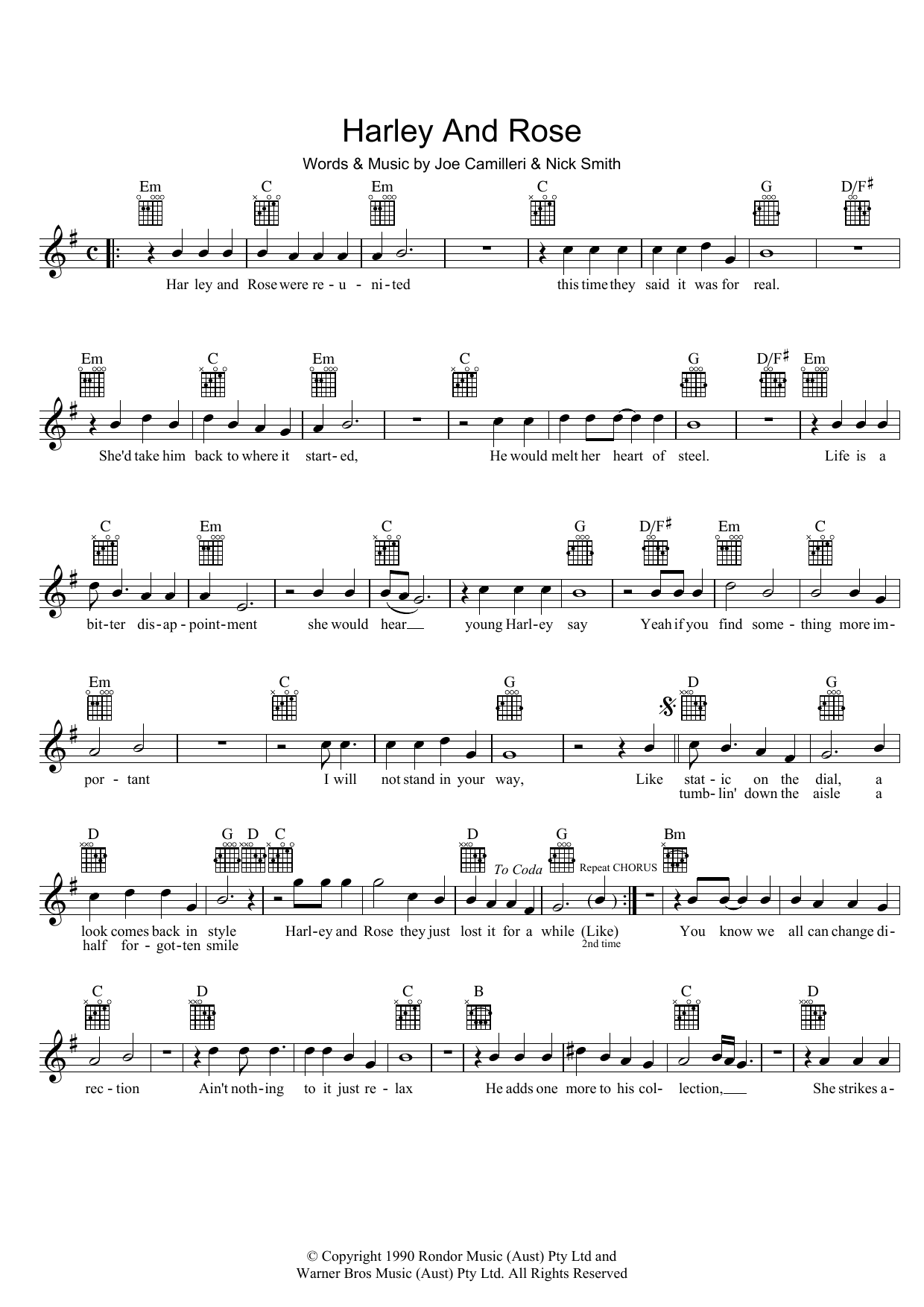 Learn to play The Black Sorrows Harley And Rose sheet music for Melody Line, Lyrics & Chords in minutes. The Black Sorrows Harley And Rose sheet music preview music notes and score for Melody Line, Lyrics & Chords including 2 page(s)