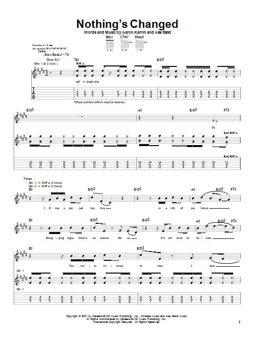 Learn to play The Calling Nothing's Changed sheet music for Guitar Tab in minutes. The Calling Nothing's Changed sheet music preview music notes and score for Guitar Tab including 8 page(s)