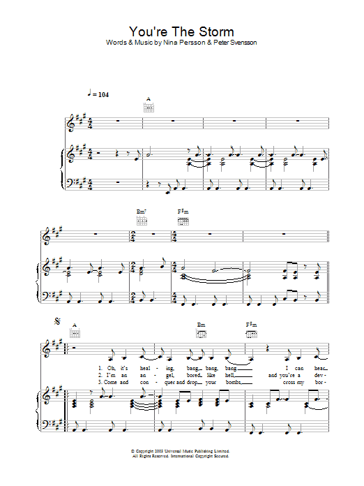 Learn to play The Cardigans You're The Storm sheet music for Piano, Vocal & Guitar in minutes. The Cardigans You're The Storm sheet music preview music notes and score for Piano, Vocal & Guitar including 5 page(s)