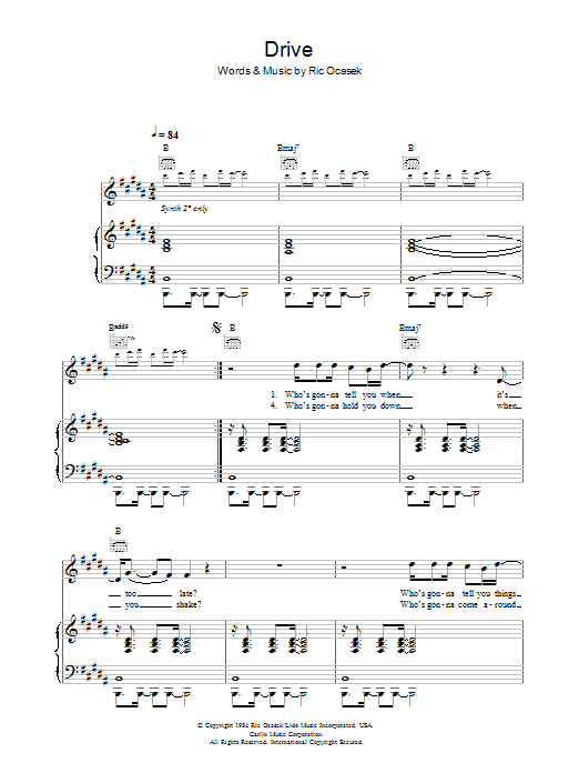 Learn to play The Cars Drive sheet music for Piano, Vocal & Guitar (Right-Hand Melody) in minutes. The Cars Drive sheet music preview music notes and score for Piano, Vocal & Guitar (Right-Hand Melody) including 6 page(s)