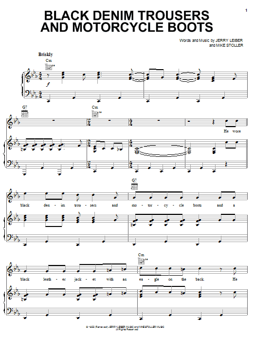 Learn to play The Cheers Black Denim Trousers And Motorcycle Boots sheet music for Piano, Vocal & Guitar (Right-Hand Melody) in minutes. The Cheers Black Denim Trousers And Motorcycle Boots sheet music preview music notes and score for Piano, Vocal & Guitar (Right-Hand Melody) including 6 page(s)