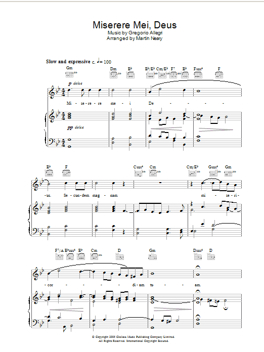 The Choirboys Miserere sheet music preview music notes and score for Piano, Vocal & Guitar including 8 page(s)