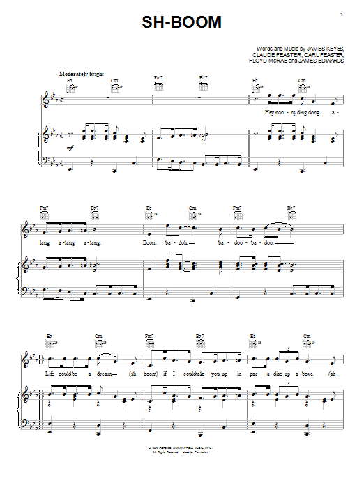 The Chords Sh-Boom (Life Could Be A Dream) sheet music preview music notes and score for Piano, Vocal & Guitar (Right-Hand Melody) including 4 page(s)