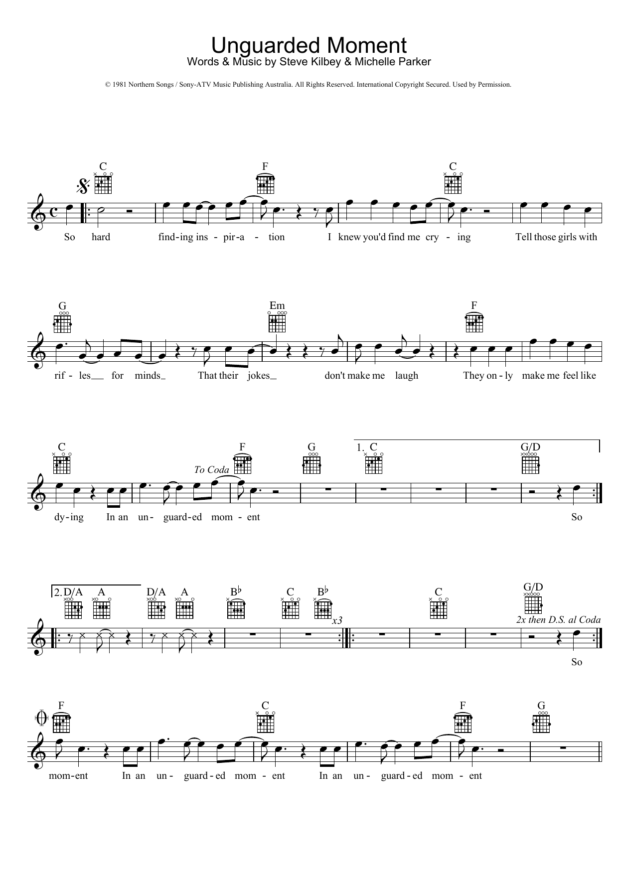 Learn to play The Church Unguarded Moment sheet music for Melody Line, Lyrics & Chords in minutes. The Church Unguarded Moment sheet music preview music notes and score for Melody Line, Lyrics & Chords including 2 page(s)