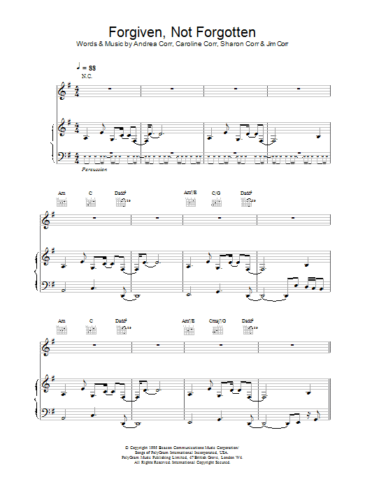 Learn to play The Corrs Forgiven, Not Forgotten sheet music for Guitar Tab in minutes. The Corrs Forgiven, Not Forgotten sheet music preview music notes and score for Guitar Tab including 12 page(s)