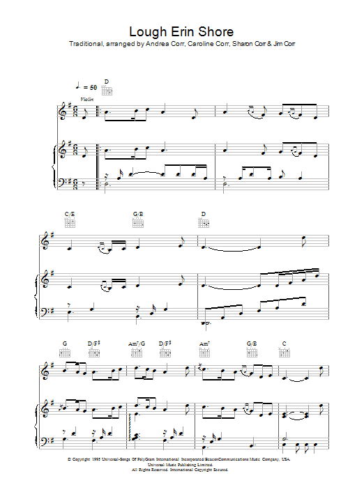 Learn to play The Corrs Lough Erin Shore sheet music for Guitar Tab in minutes. The Corrs Lough Erin Shore sheet music preview music notes and score for Guitar Tab including 2 page(s)