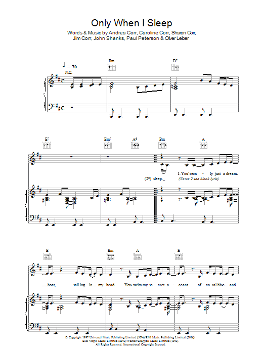 Learn to play The Corrs Only When I Sleep sheet music for Guitar Tab in minutes. The Corrs Only When I Sleep sheet music preview music notes and score for Guitar Tab including 7 page(s)